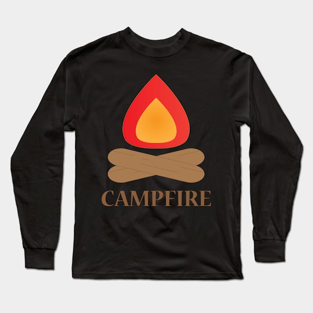 Campfire Design Long Sleeve T-Shirt by JevLavigne